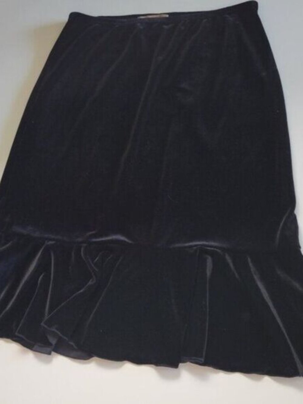 Notations Skirt PM Med. Velour Black ruffle stretch Y2K Retro Minimalist EUC